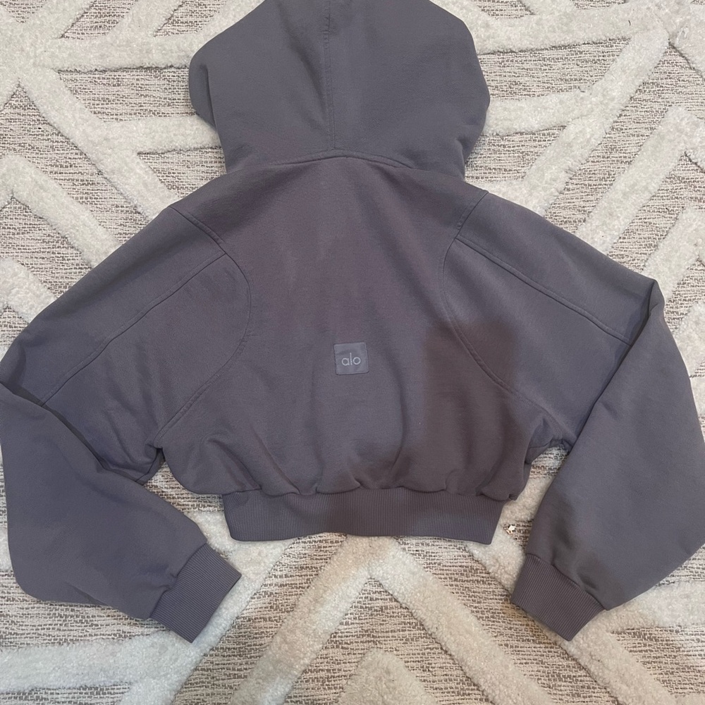 ALO Breakaway Cropped full zip Hoodie  Lavender Gray Fog Size XS